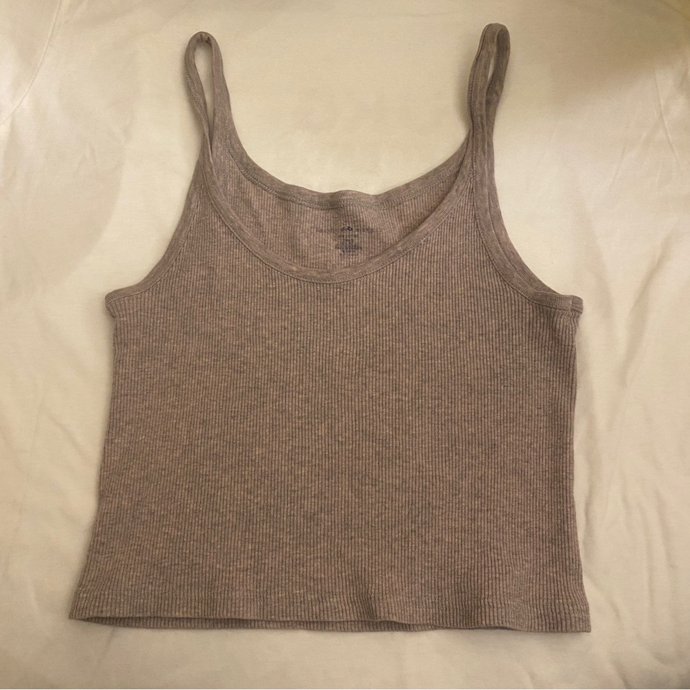 Brandy Melville Pinkish Gray Ribbed Tank Top